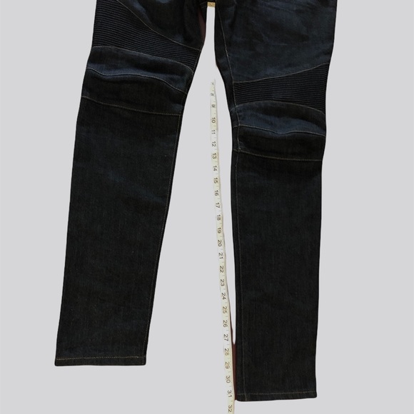 BALMAIN Men’s Moto Biker Dark Wash Jeans - Picture 10 of 16